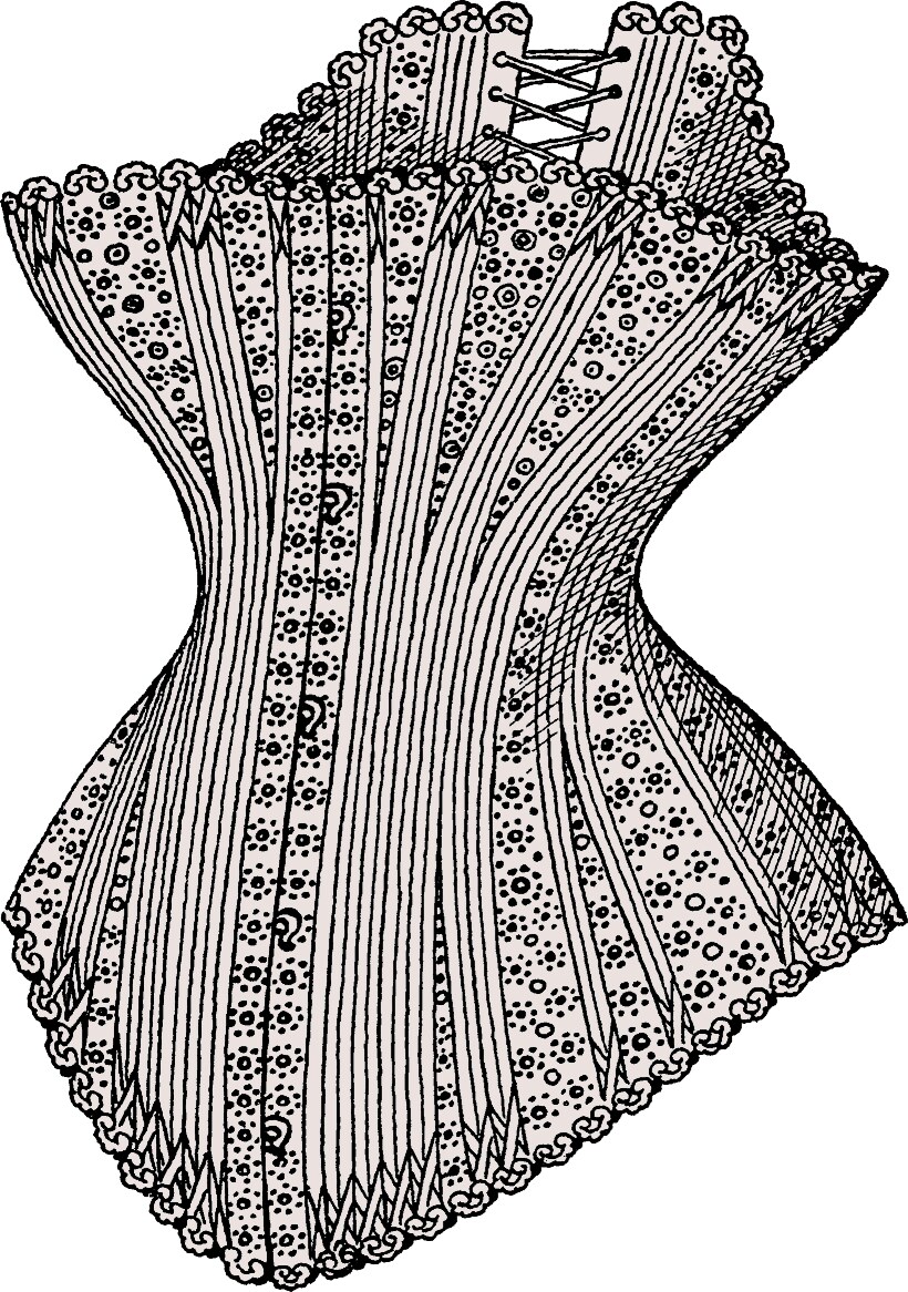 Victorian corset from the 1880s with structured boning and hourglass shaping