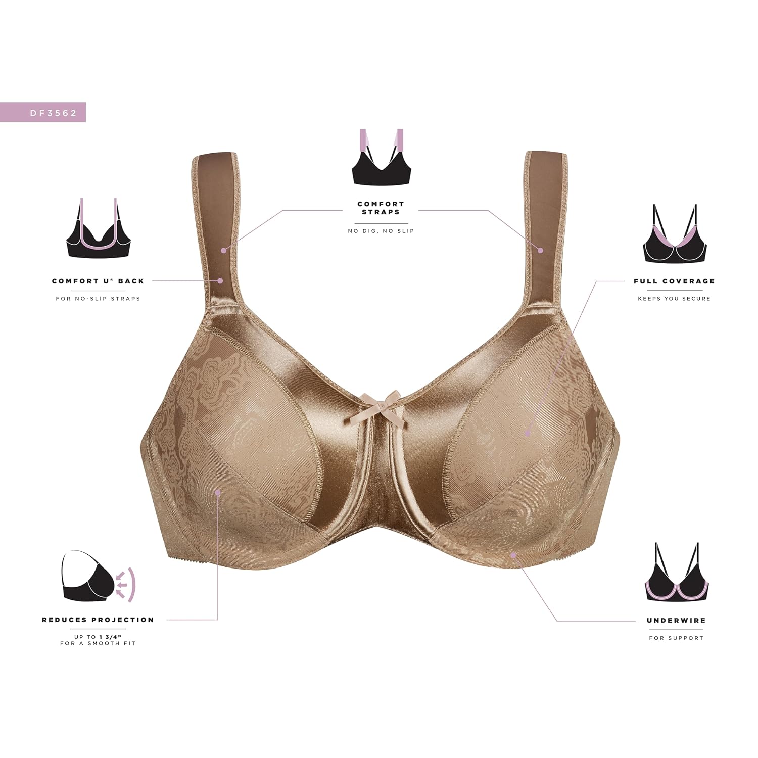 Bali Minimizer Bra with Satin Tracings — image 4