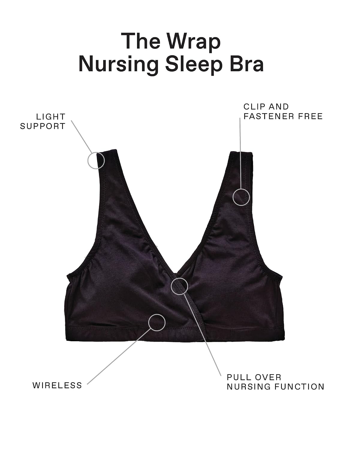 Motherhood wrap front nursing bra, crossover wrap detail