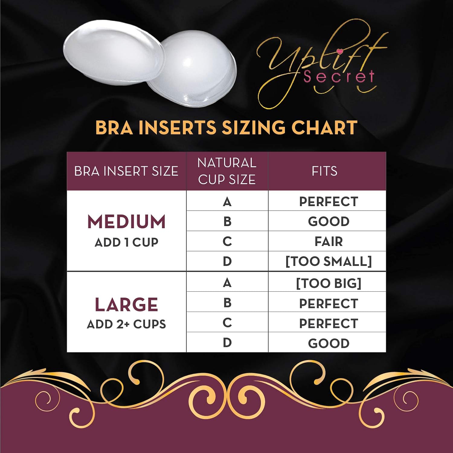 Uplift Secret Clear Gel Push Up Bra Inserts — image 3