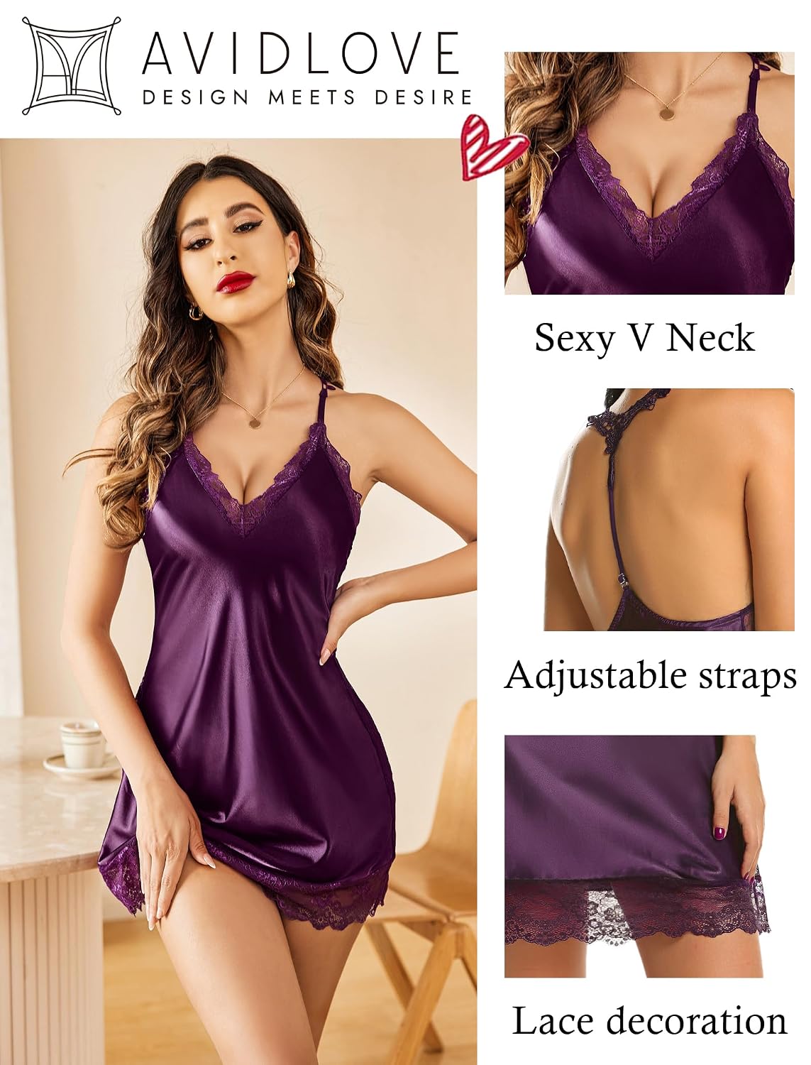 Avidlove Satin Lace Halter Babydoll Chemise — image 4