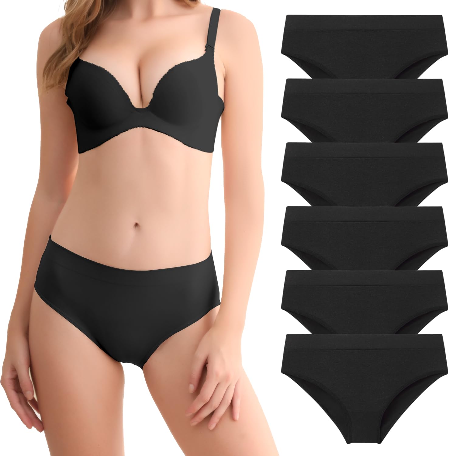 SAYCELI Women's Seamless Cheeky Bikini 6-Pack