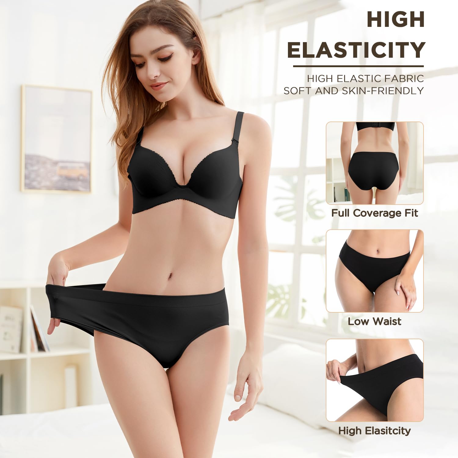 SAYCELI Women's Seamless Cheeky Bikini 6-Pack — image 4