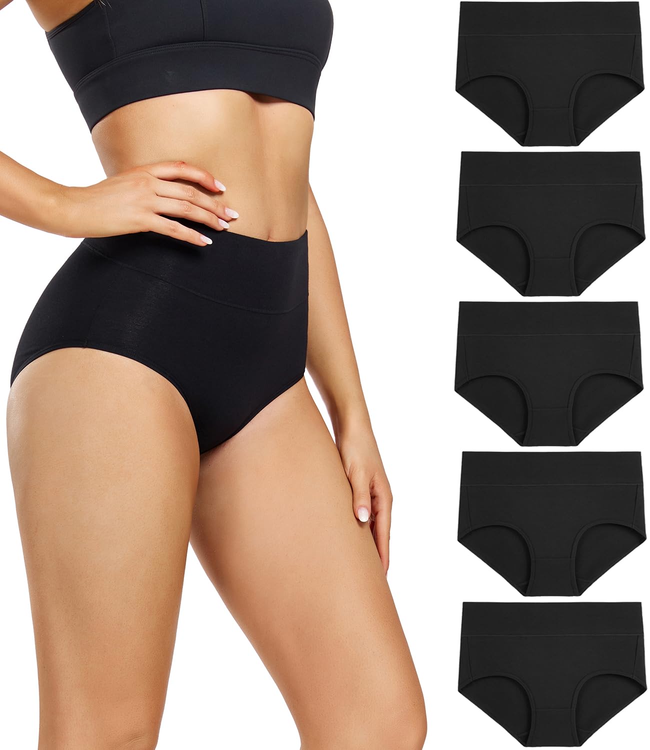 wirarpa High Waisted Cotton Briefs 5 Pack