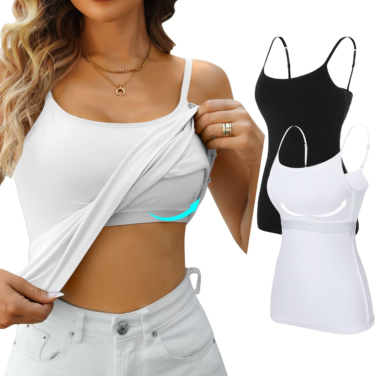 V FOR CITY Cotton Tank Top with Shelf Bra