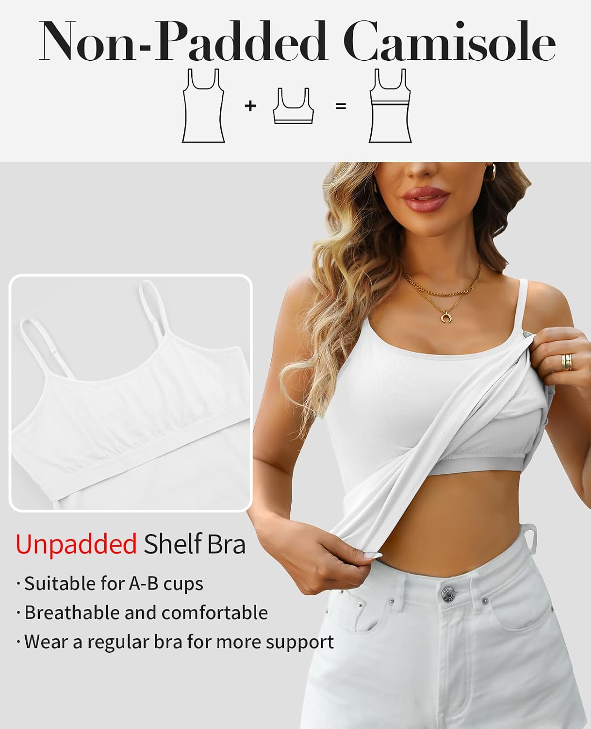 V FOR CITY Cotton Tank Top with Shelf Bra — image 4