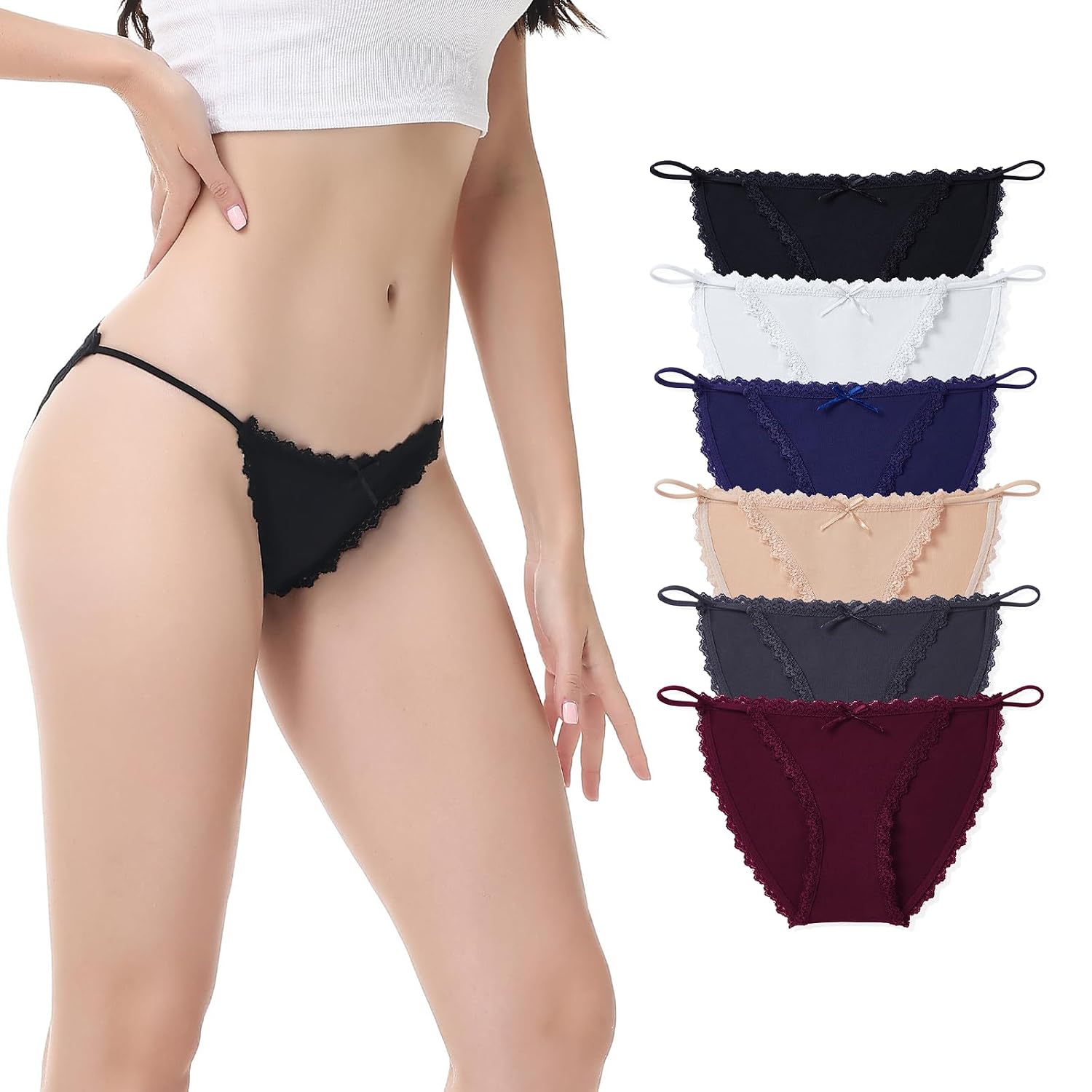 Camelia Women's Microfiber Lace Bikini Panties 5-Pack