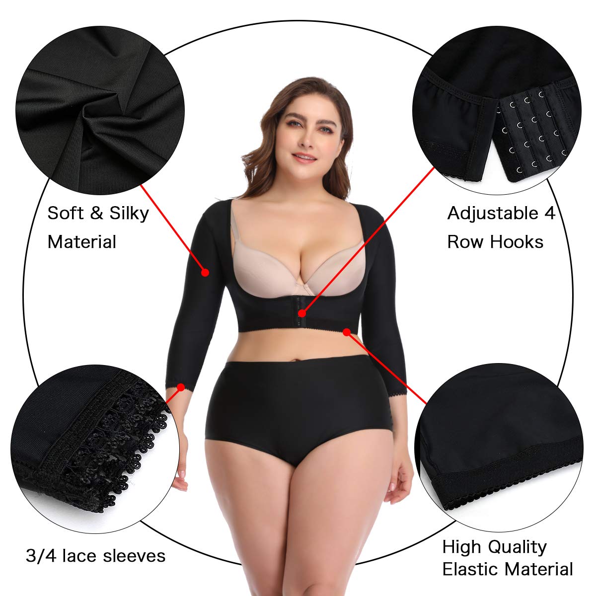 woahee Women's Plus Size Arm Shaper Compression Sleeve — image 3