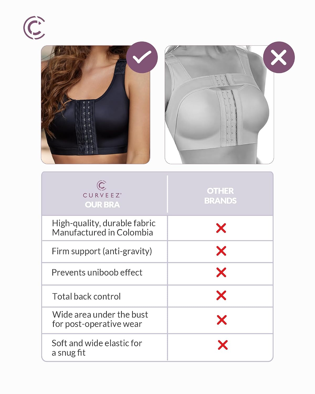 CURVEEZ Front Closure Wireless Compression Bra — image 4