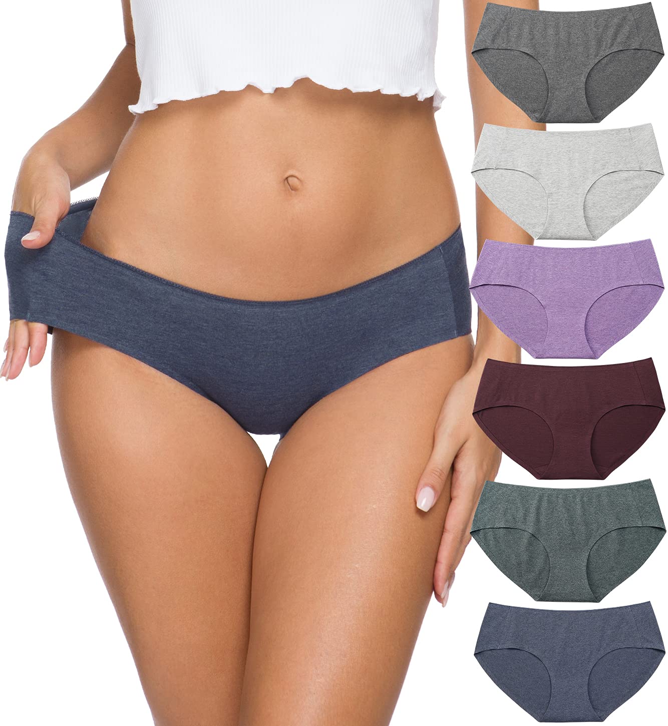 Altheanray Women's Seamless Cotton Bikini Panties 6-Pack