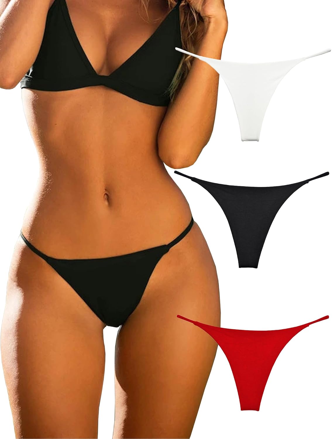 KUKU PANDA Cotton Seamless Thongs 3 Pack