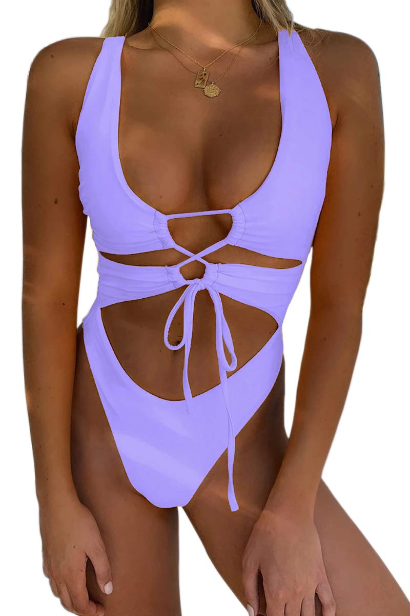 CHYRII Women's Cutout Lace Up Backless Monokini — image 9