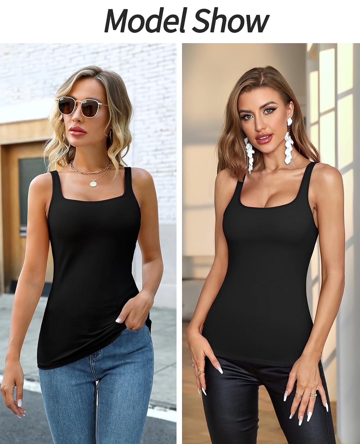 V FOR CITY Women's Cotton Tank Top with Shelf Bra — image 2