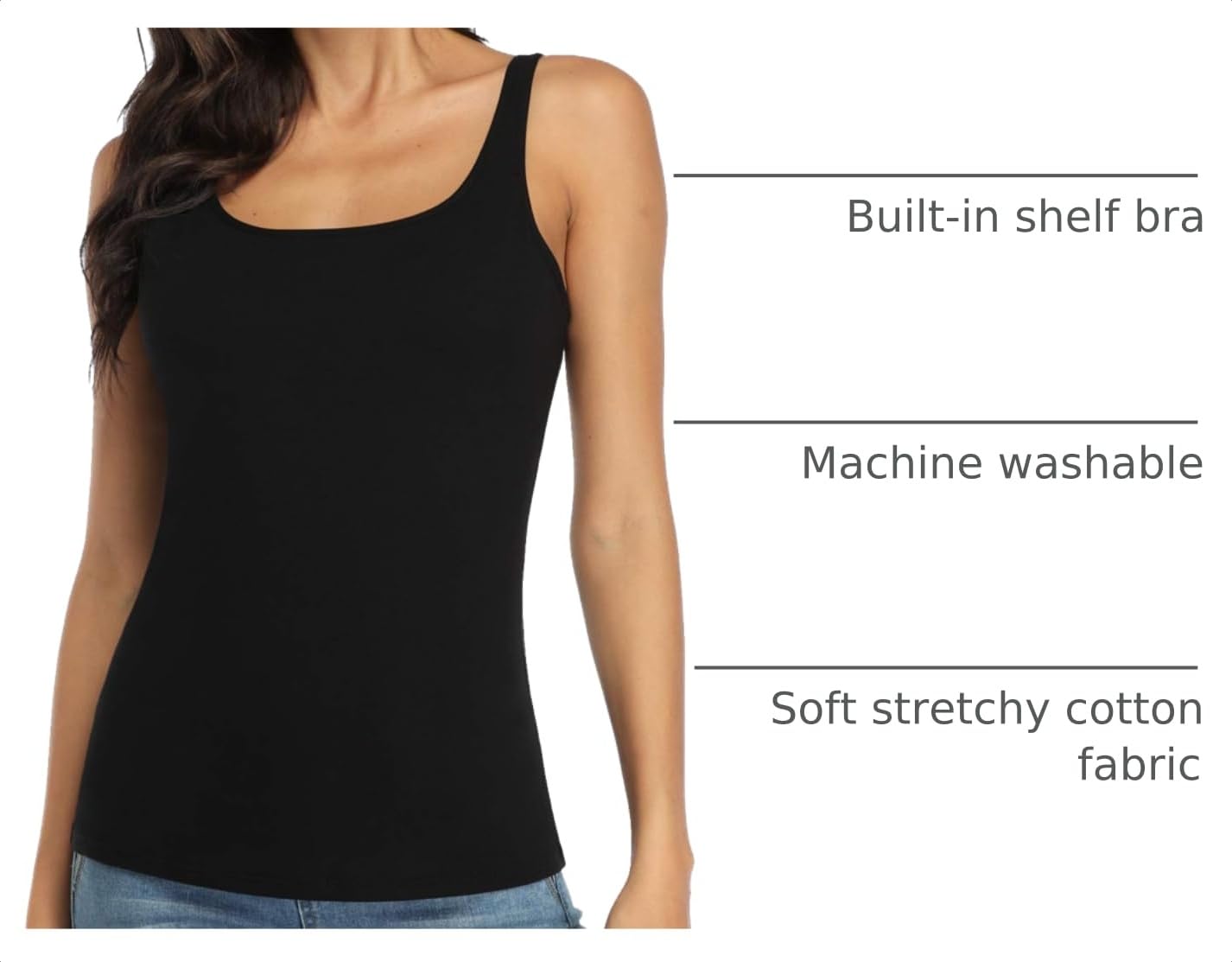 V FOR CITY Women's Cotton Tank Top with Shelf Bra — image 4