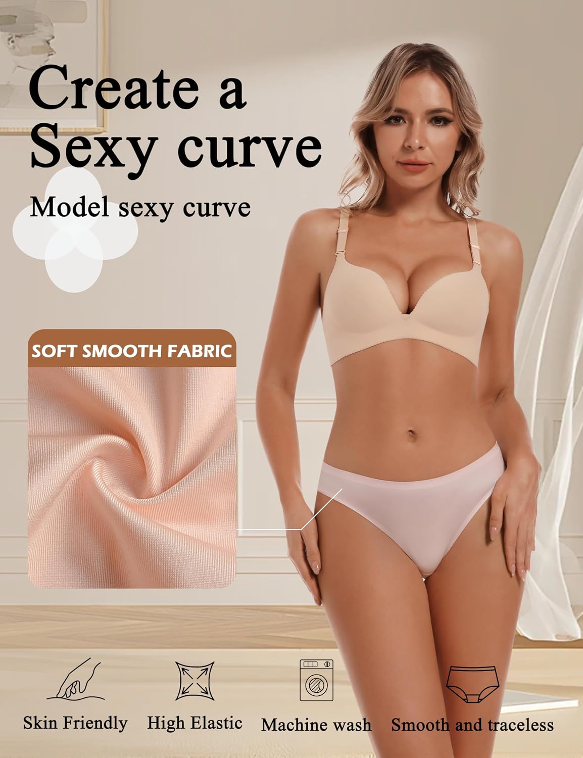 VISSAY Seamless No Show Cheeky Panties 6 Pack — image 3