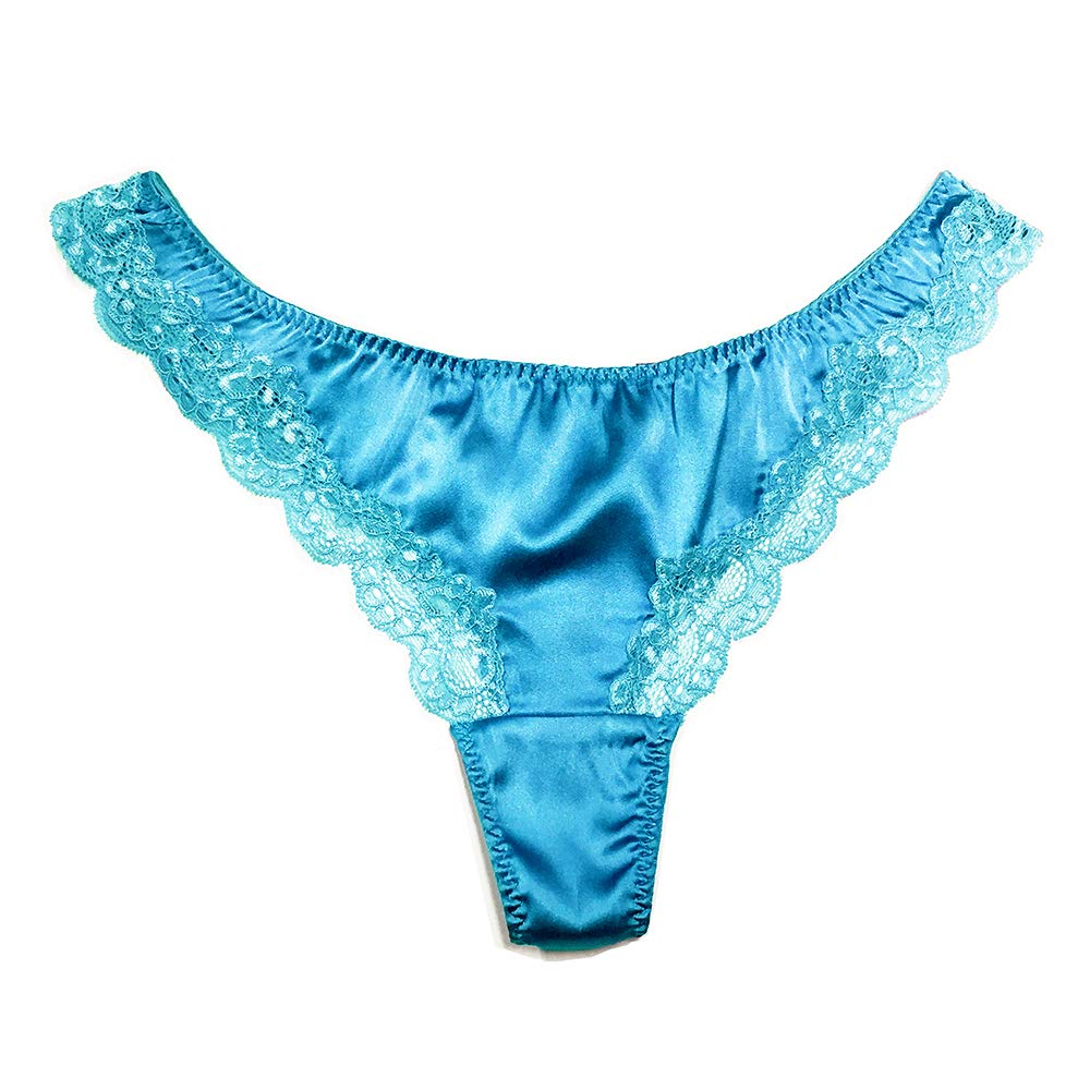 SilRiver Silk Satin Lace Thong Panties — image 2