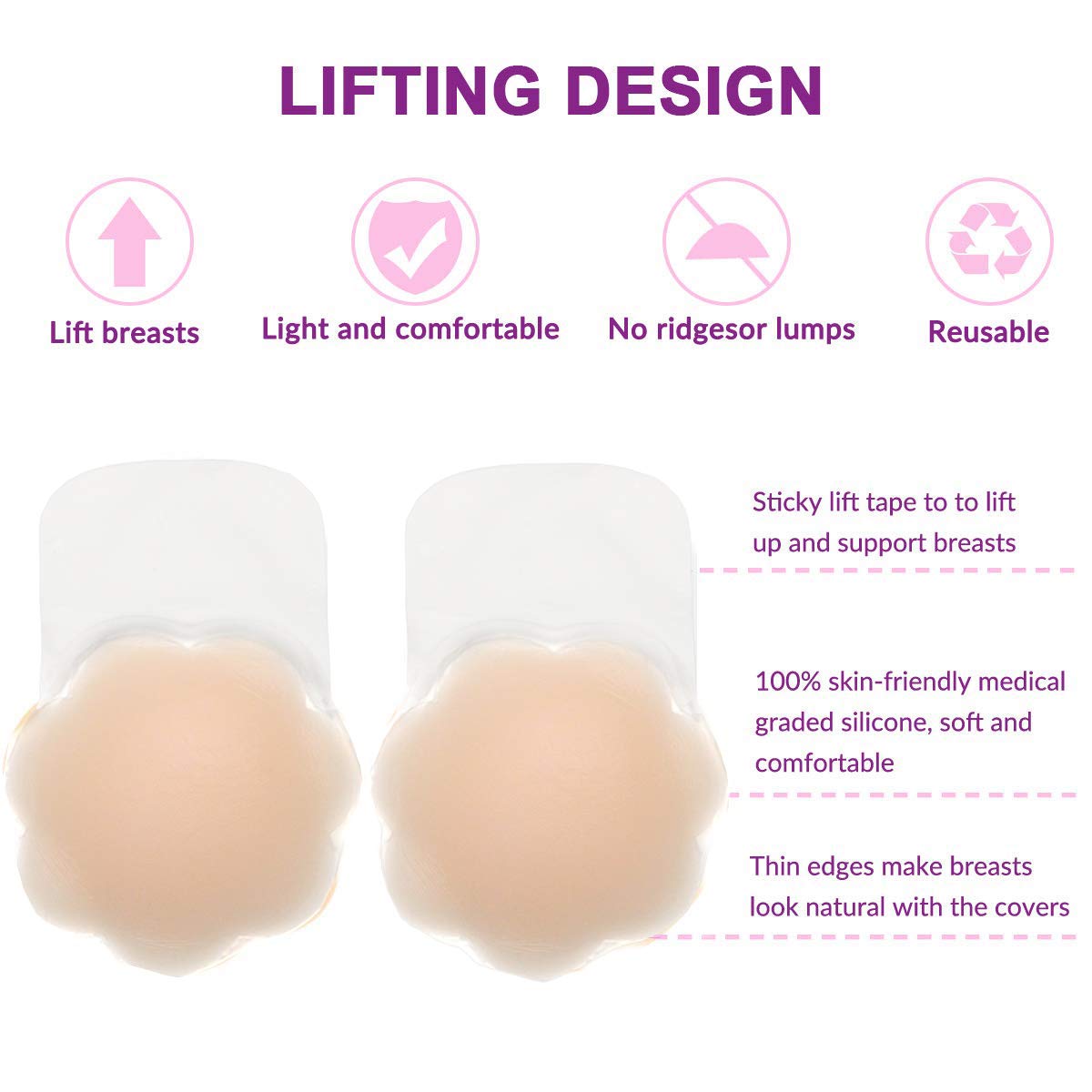 JOEEOS Reusable Silicone Nipple Covers Breast Tape — image 2