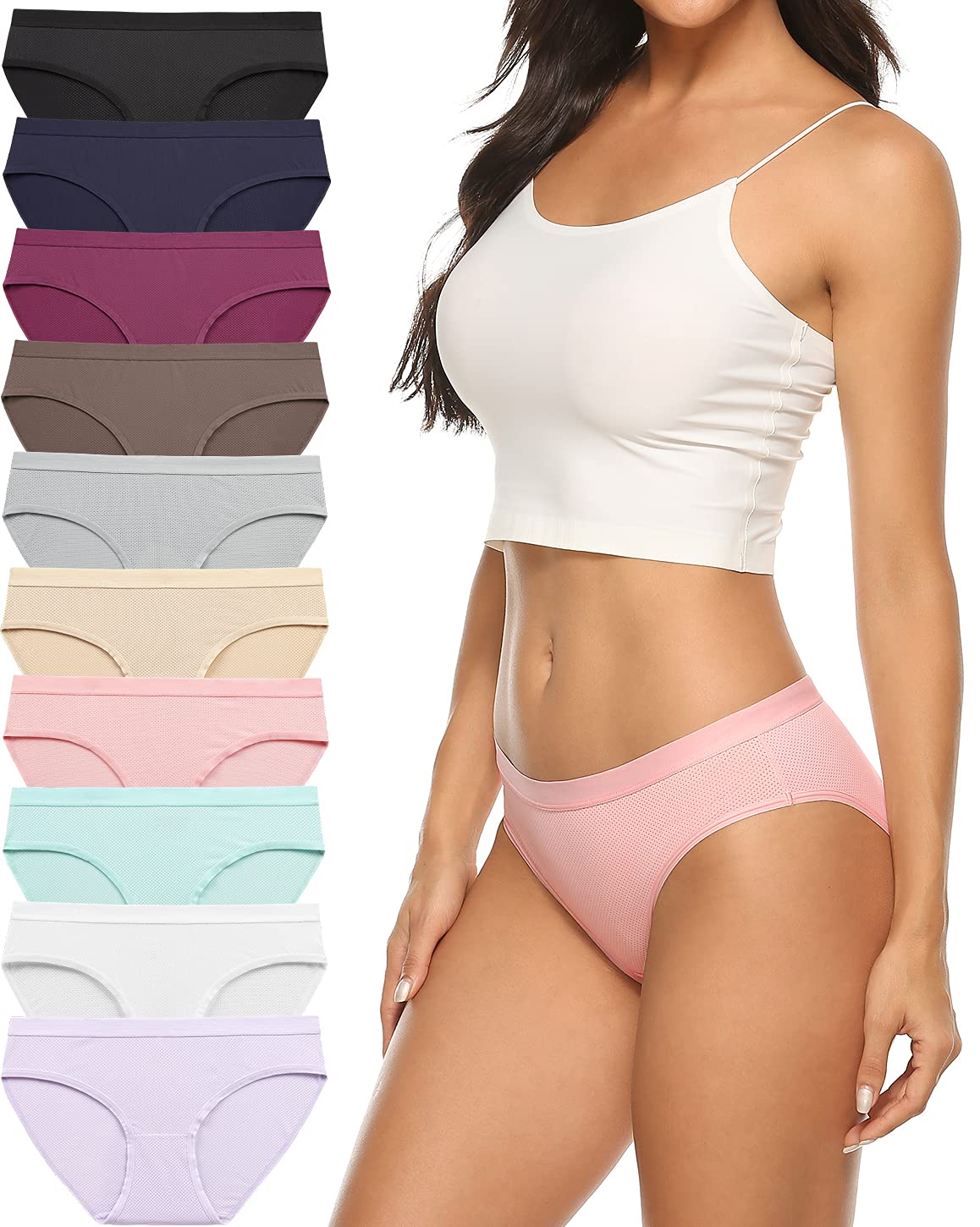 Xibing Women's Mesh Bikini Panties 10-Pack