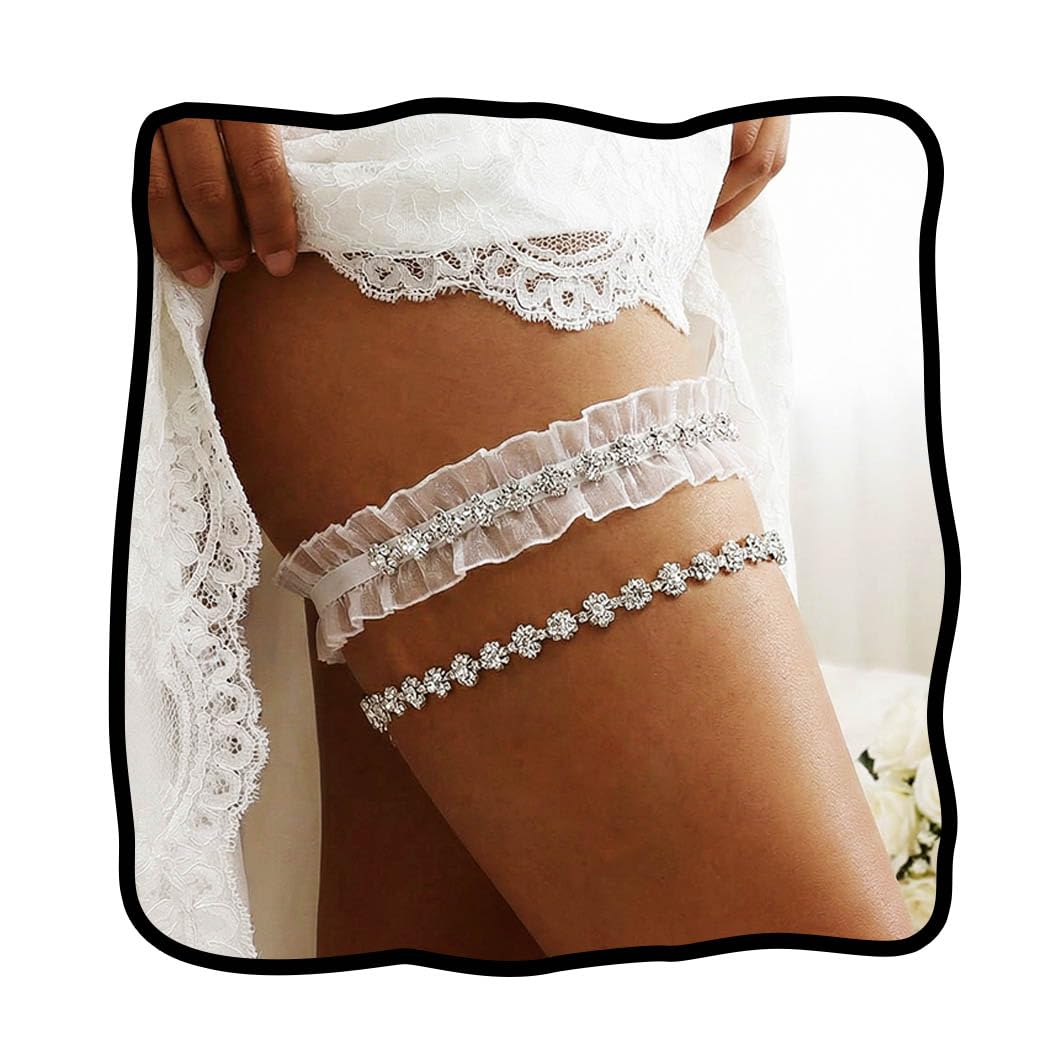 EVAZEN Wedding Rhinestone Lace Garter