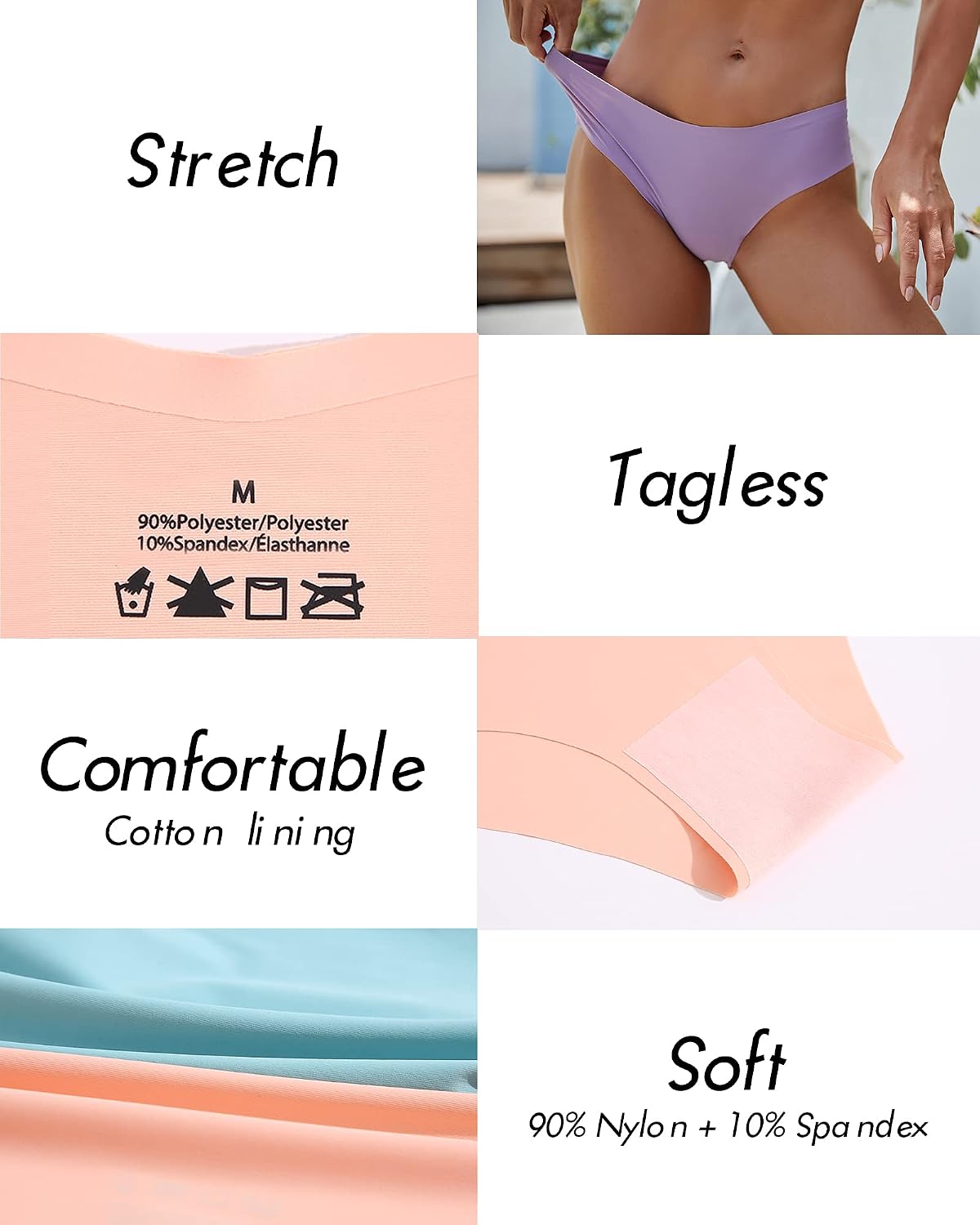 ROSYCORAL Women's Seamless Cheeky Panties 9-Pack — image 4