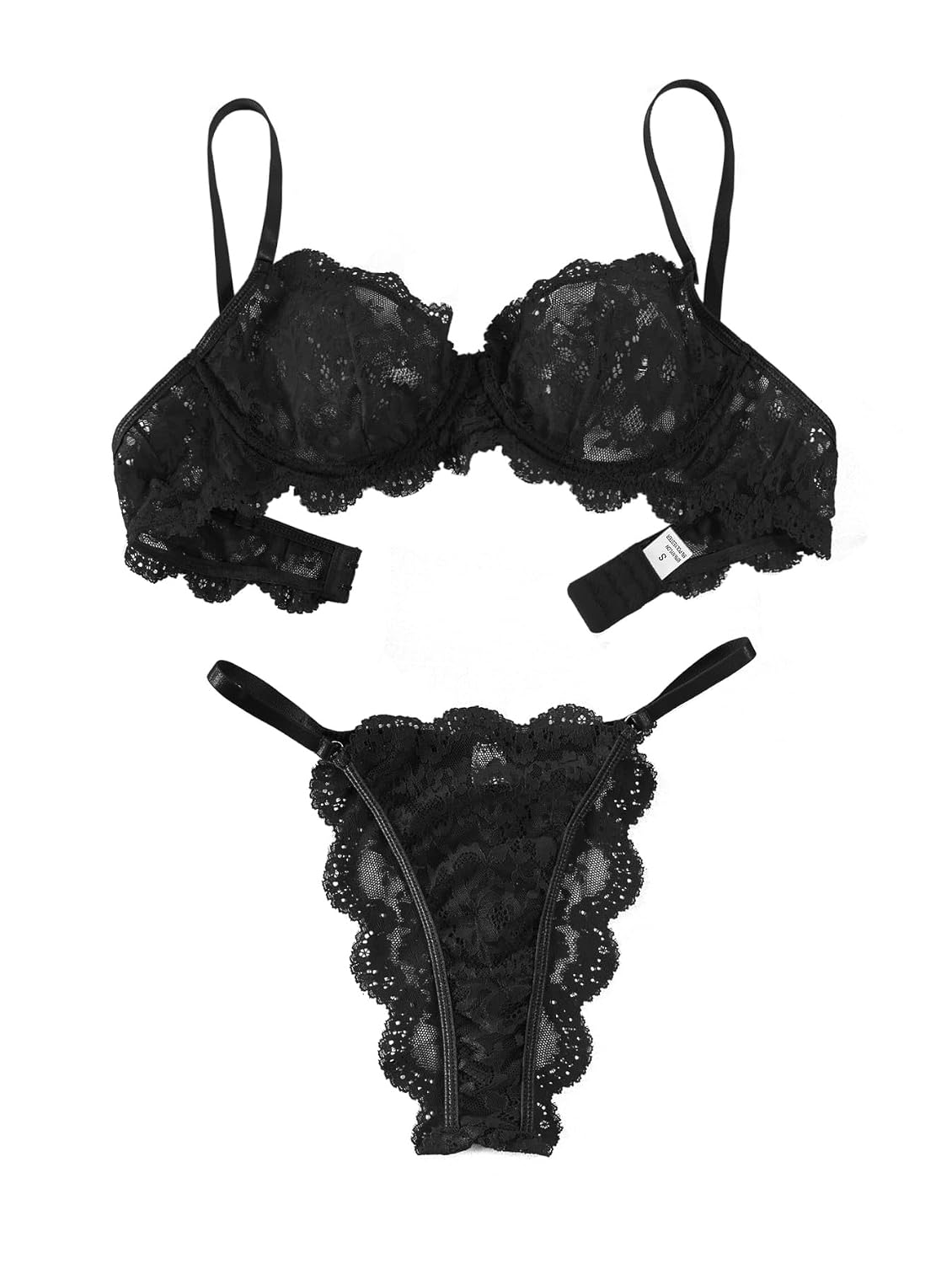 Lilosy Sheer Lace Push Up Bra and Garter Set — image 4