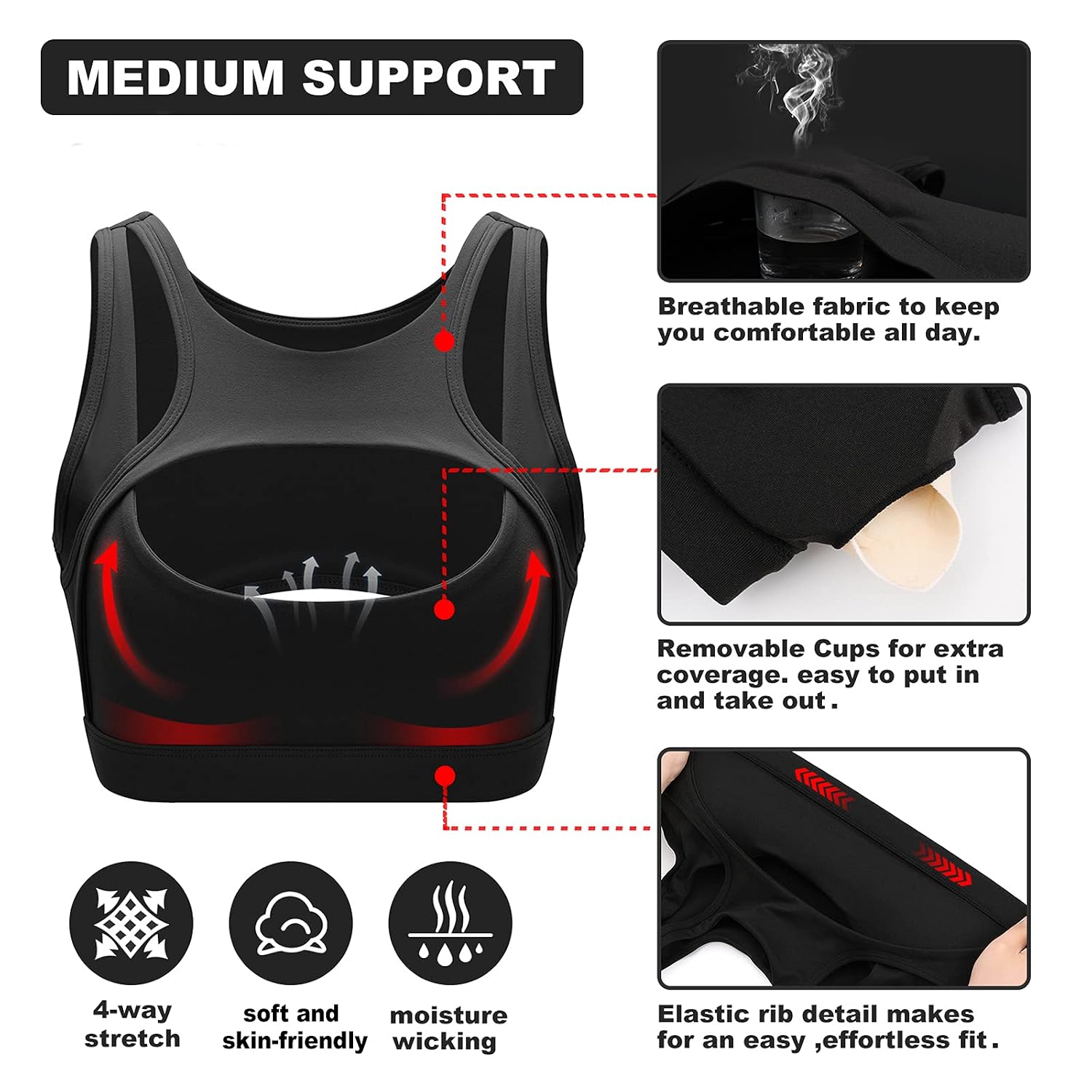 Betaven Push Up Sports Bra Crop Top — image 6