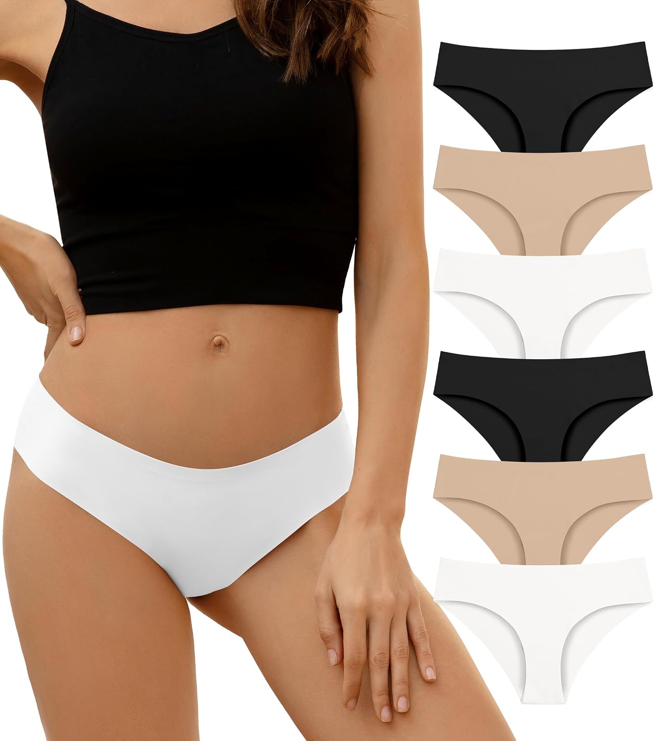 DEANGELMON Seamless No Show Bikini Panties for Women