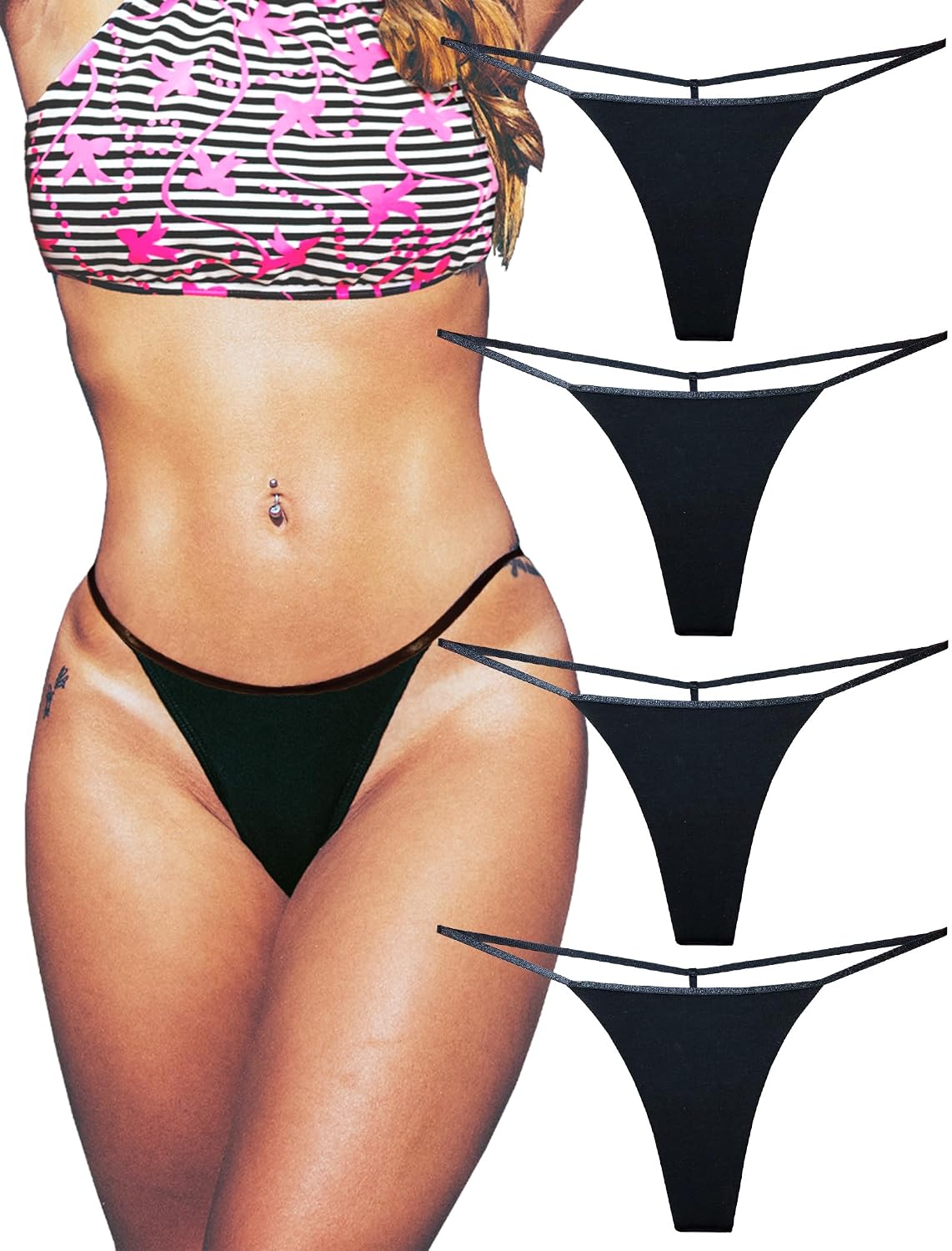 KUKU PANDA Cotton G String Thongs 4-Pack