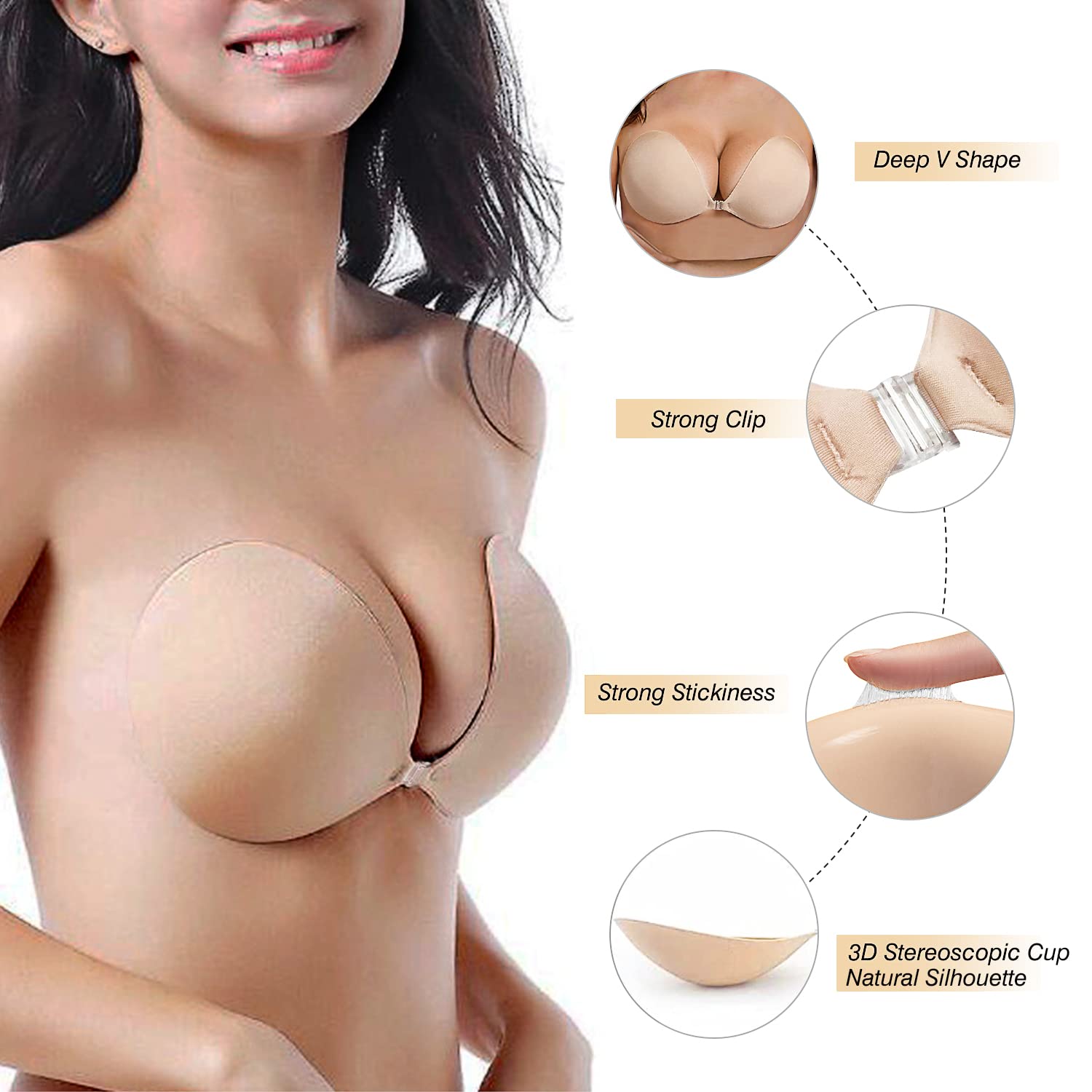 Side view showing the adhesive silicone cups