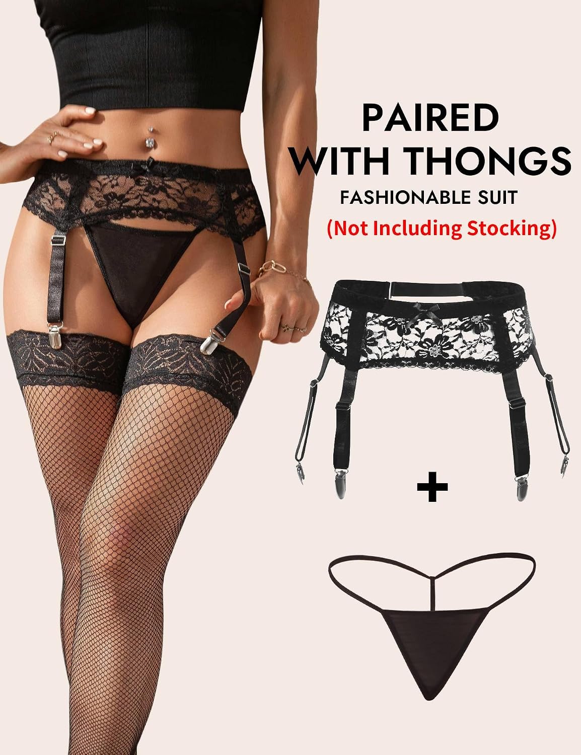 Ohyeah Floral Lace Plus Size Garter Belt Set — image 5