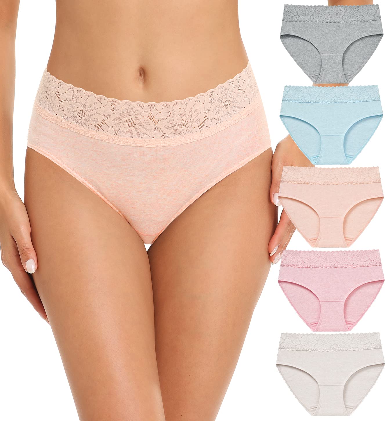 RHYFF Cotton Lace Bikini Panties 5-Pack