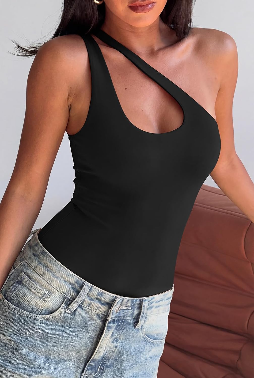 REORIA Plunge One Shoulder Bodysuit for Women — image 4
