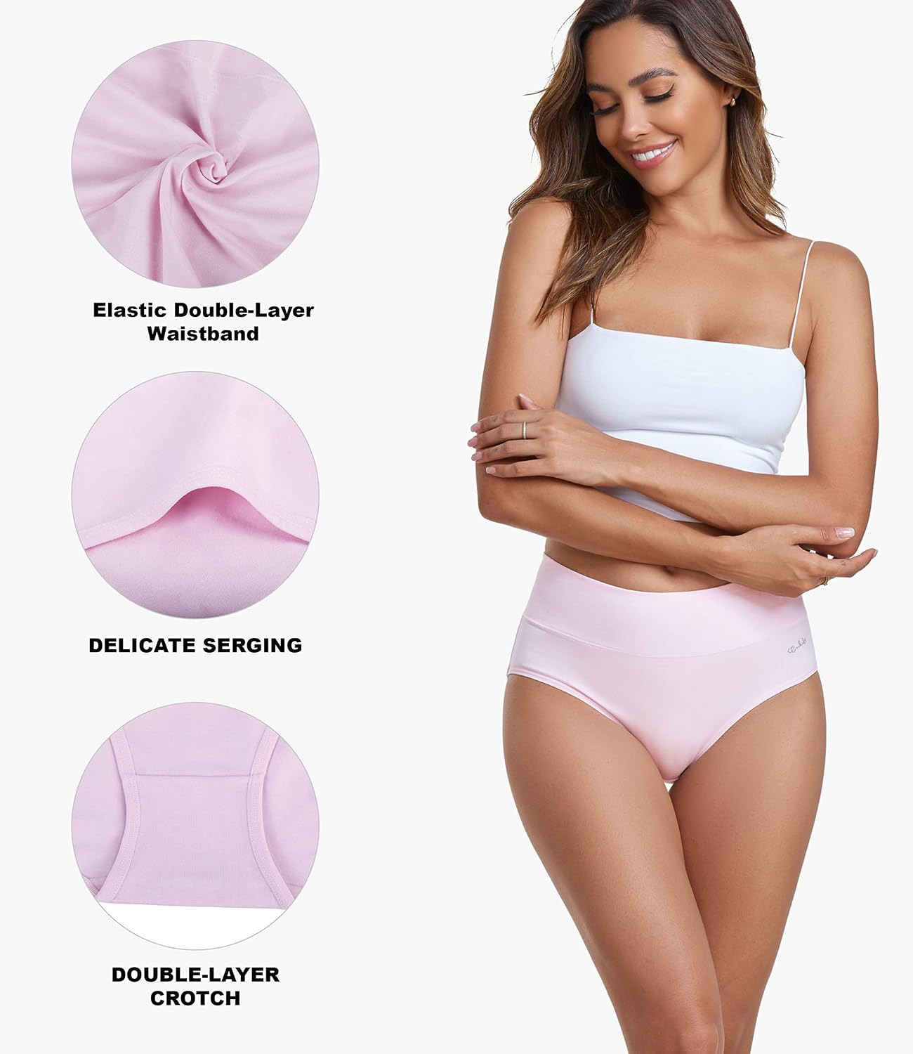 Coskefy Women's High Waisted Cotton Briefs 5 Pack — image 3