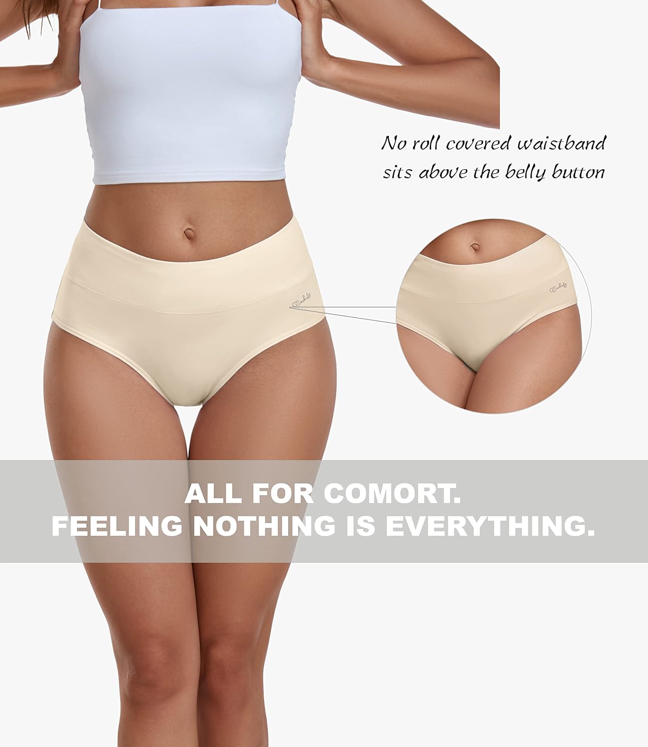 Coskefy Women's High Waisted Cotton Briefs 5 Pack — image 4