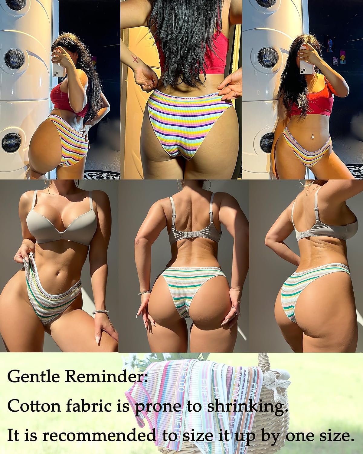 FINETOO Cheeky High Cut Cotton Bikini Panties — image 5