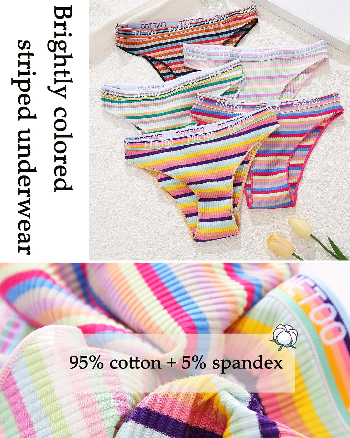 FINETOO Cheeky High Cut Cotton Bikini Panties — image 6