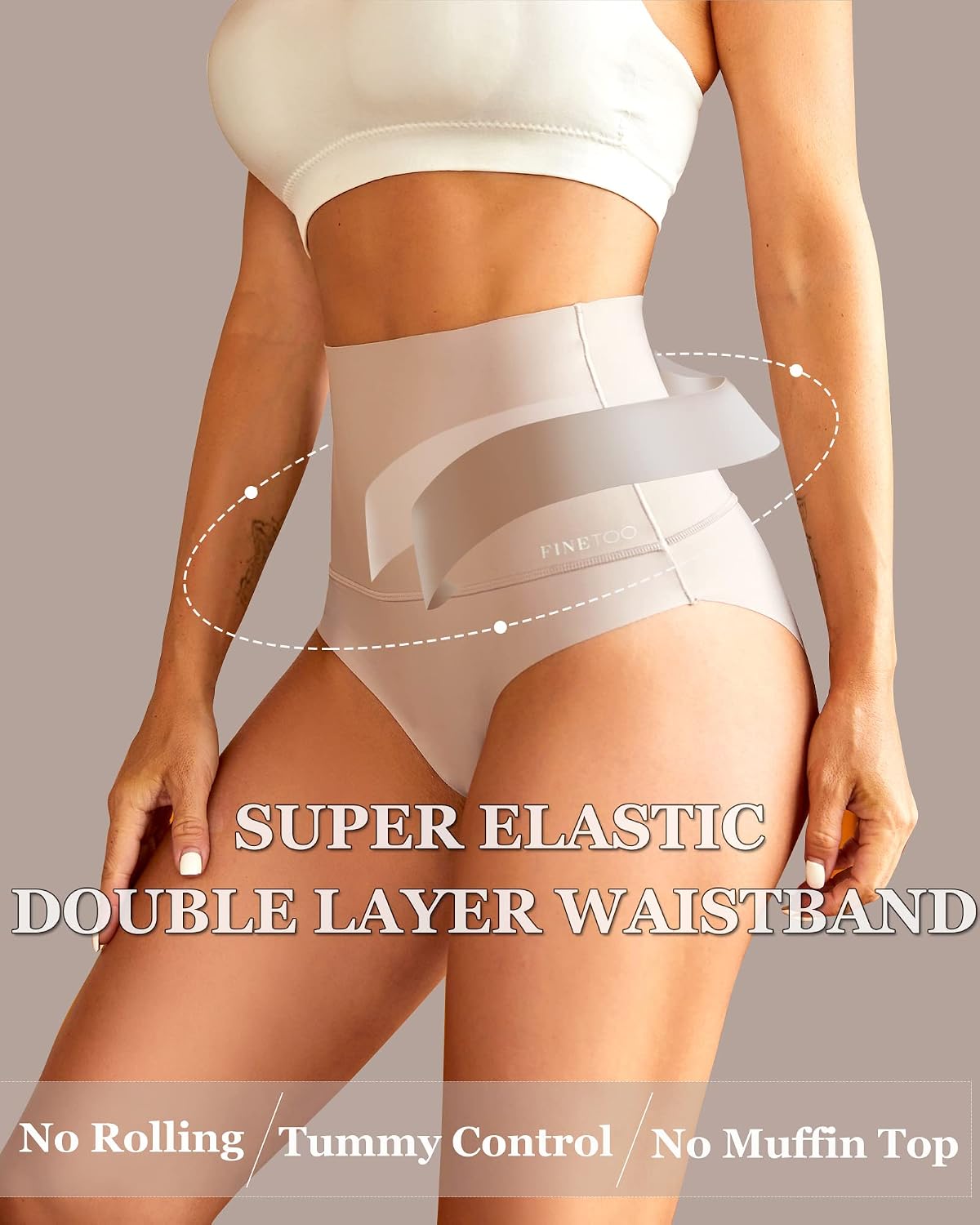 FINETOO High Waisted Tummy Control Shapewear Briefs — image 4