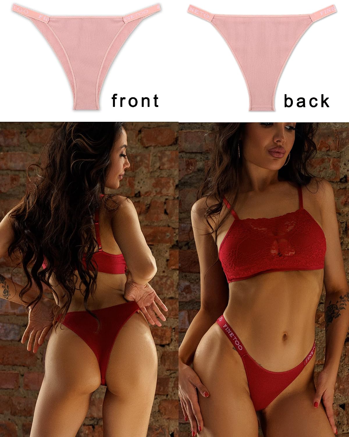 FINETOO Women's Cotton String Bikini Panties 6-Pack — image 5