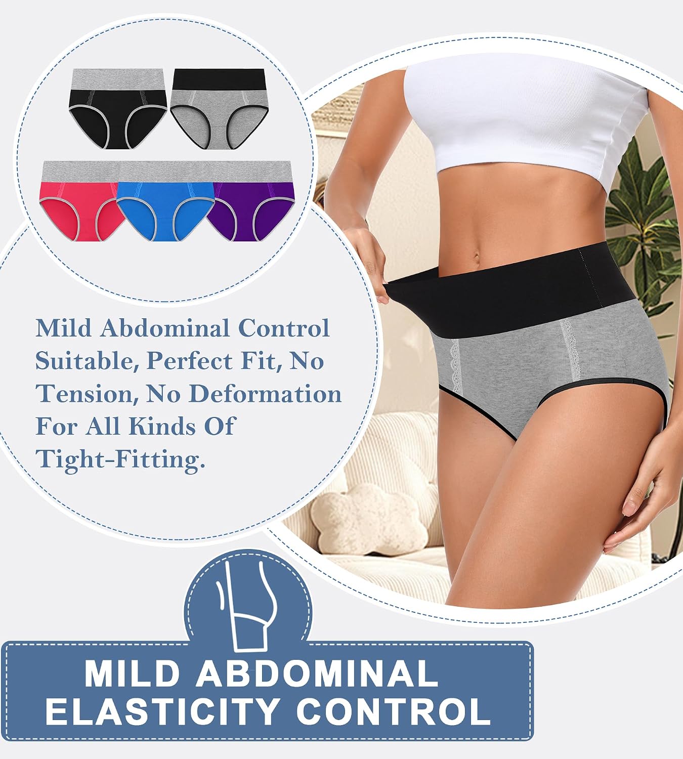 MISSWHO Cotton High Waisted Panties Multipack — image 3