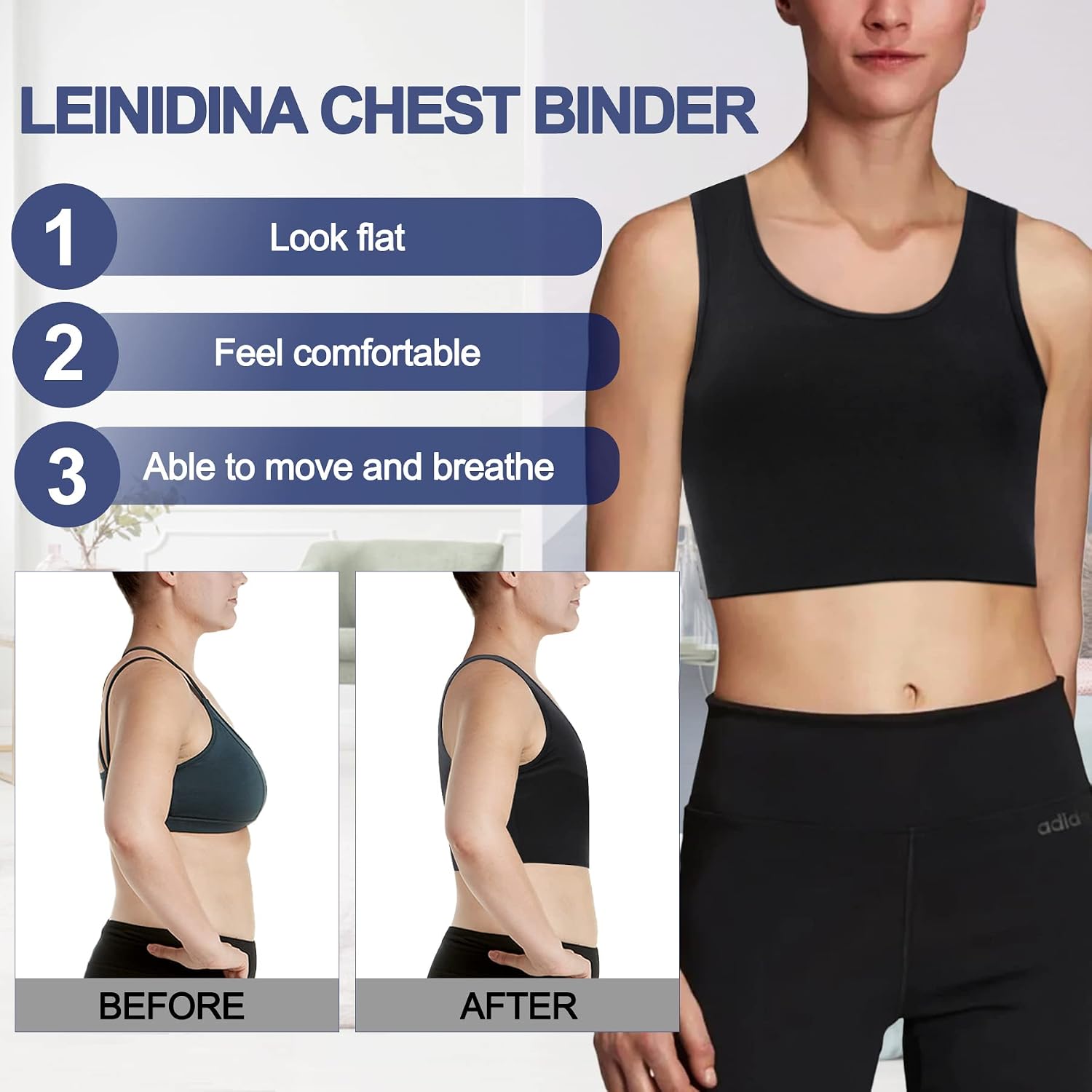 LEINIDINA Chest Binder Bra for Transgender FTM — image 3