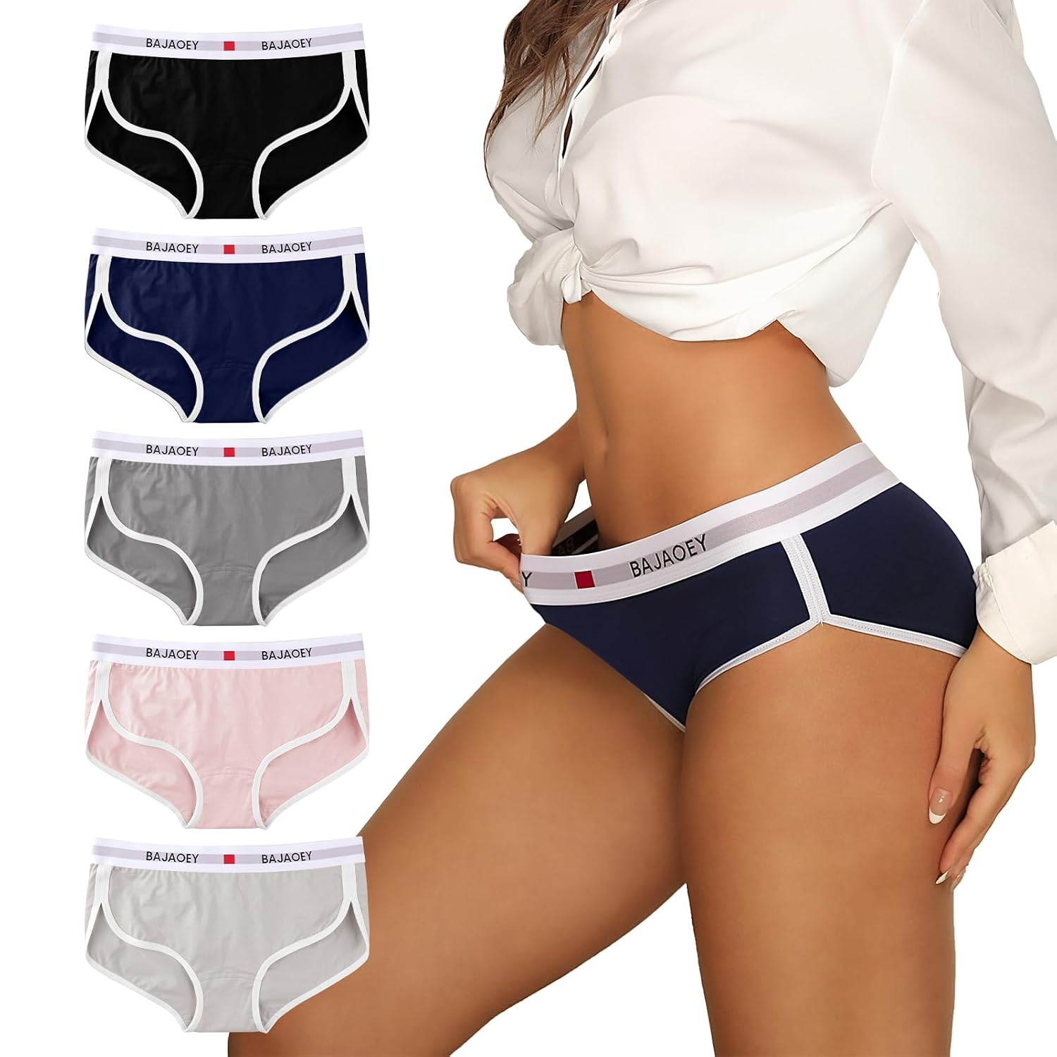 BAJAOEY Women's Cotton Cheeky Bikini Panties