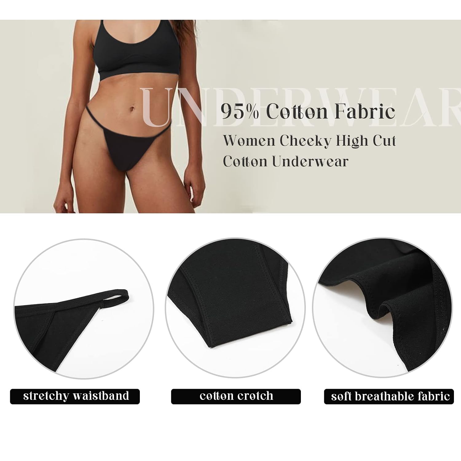 LEVAO Women's High Cut Cheeky Bikini Panties — image 4