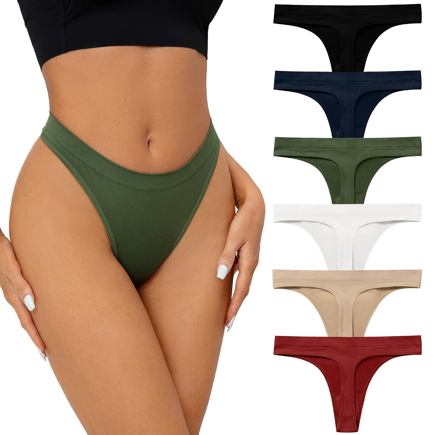 SHARICCA Women's Seamless Thongs Pack
