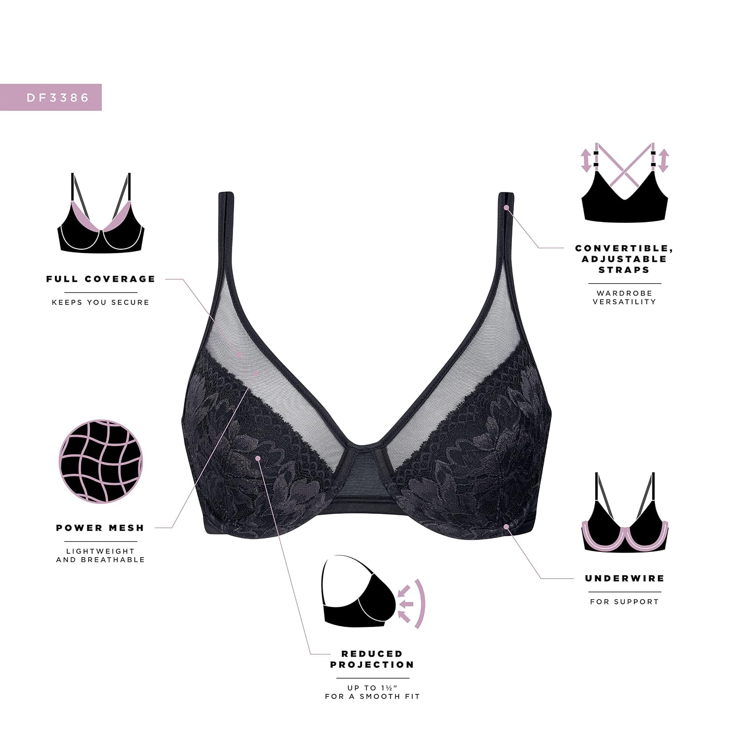 Bali Women's U Lace Minimizer Bra — image 4