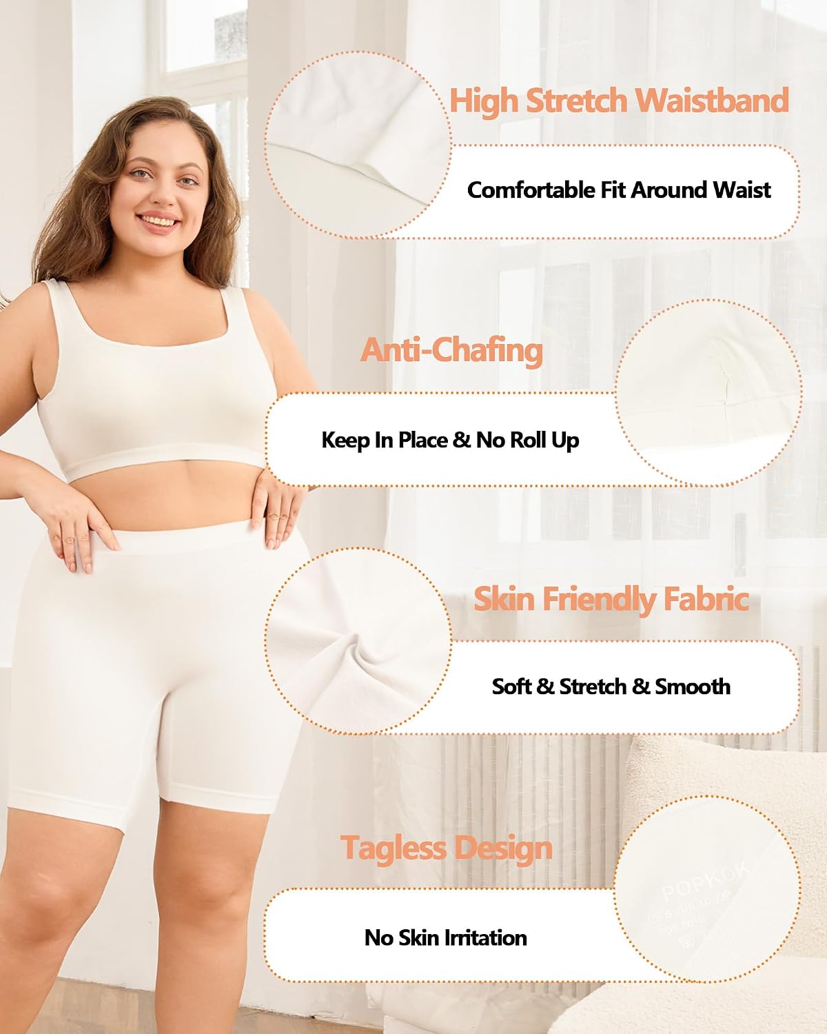 POPKOK High Waisted Anti Chafing Slip Shorts 3 Pack — image 4