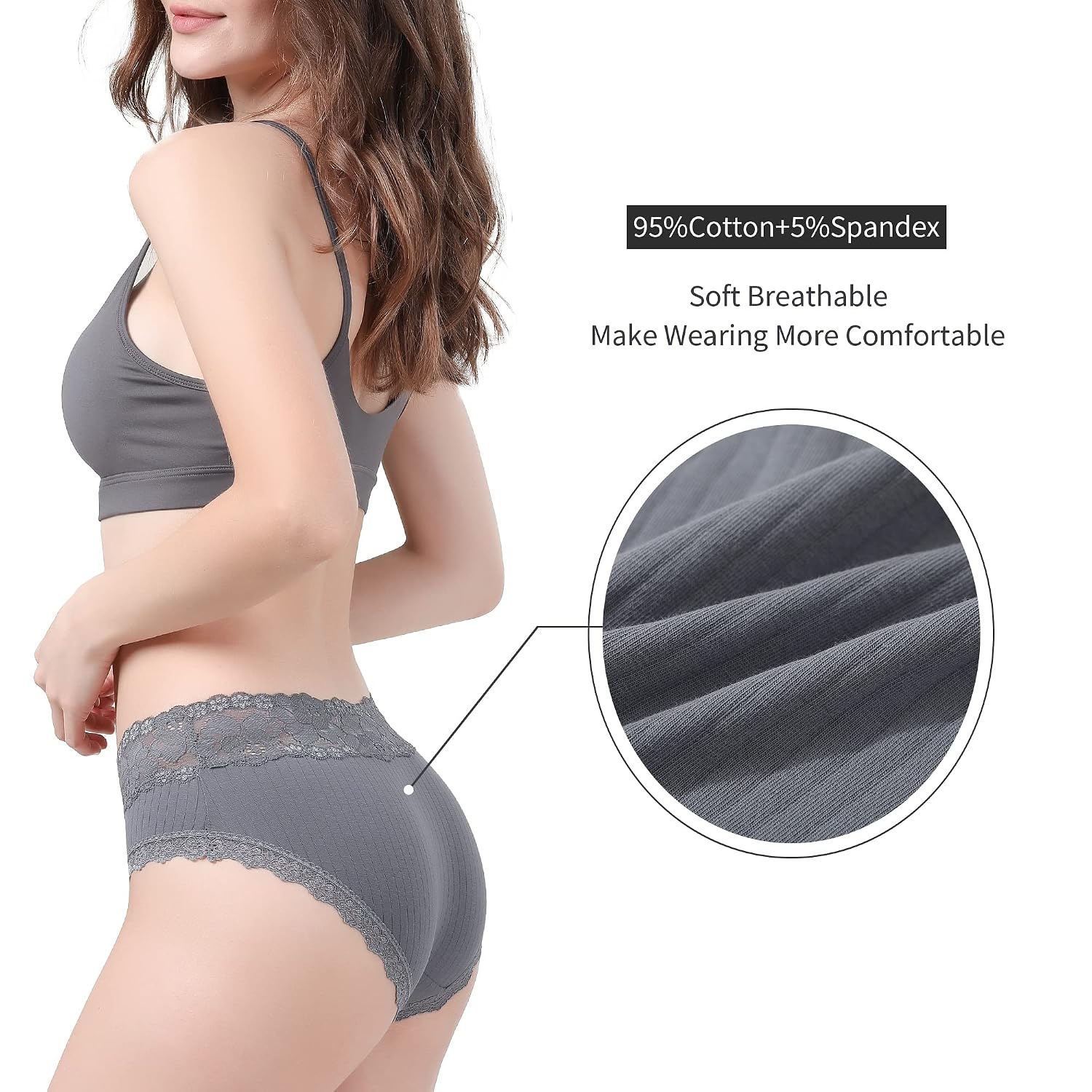 Aijolen Lace Trim Ribbed Cotton Panties — image 5