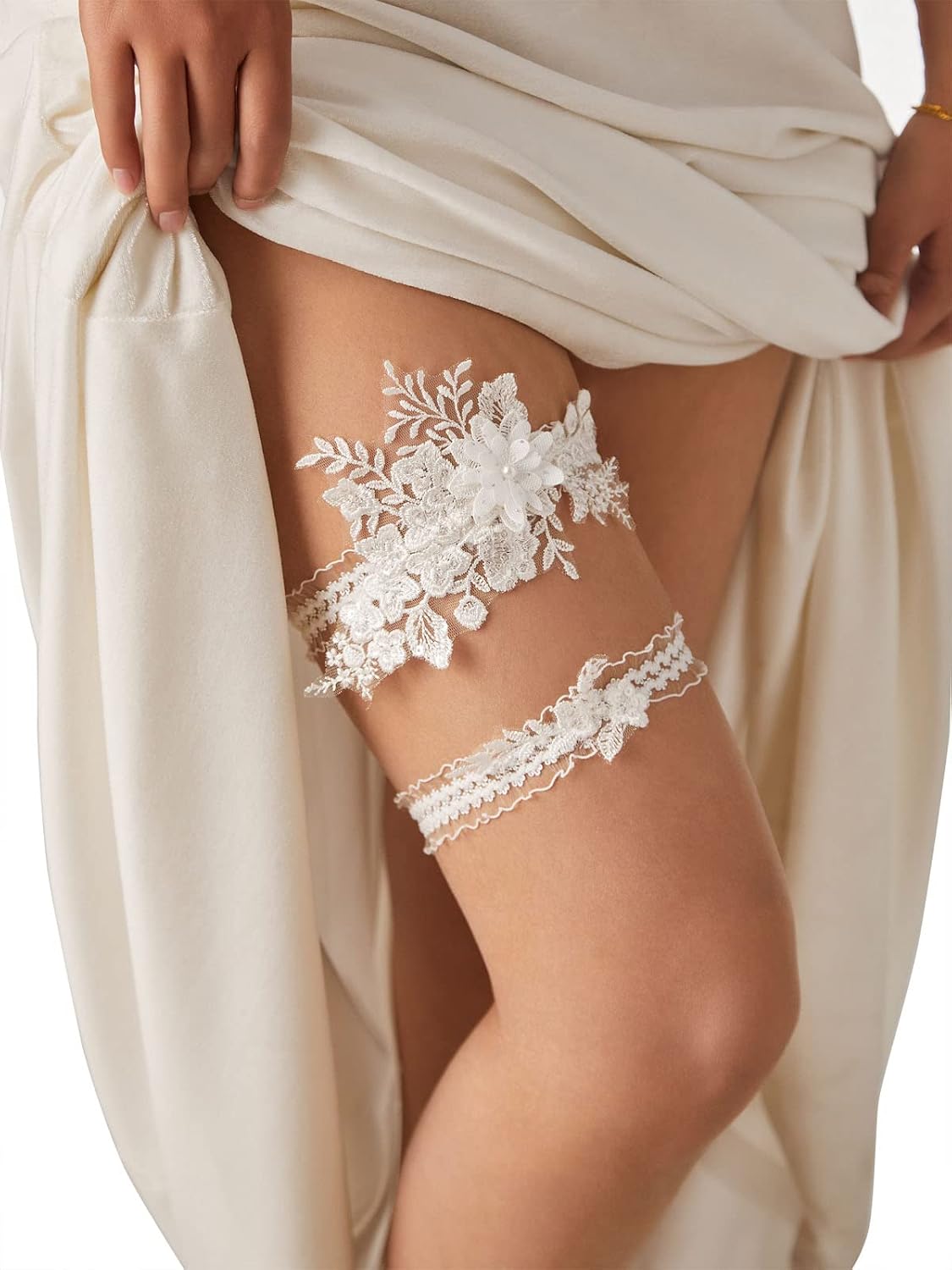 Aprildress 2-Piece Stretchy Lace Wedding Garter Set