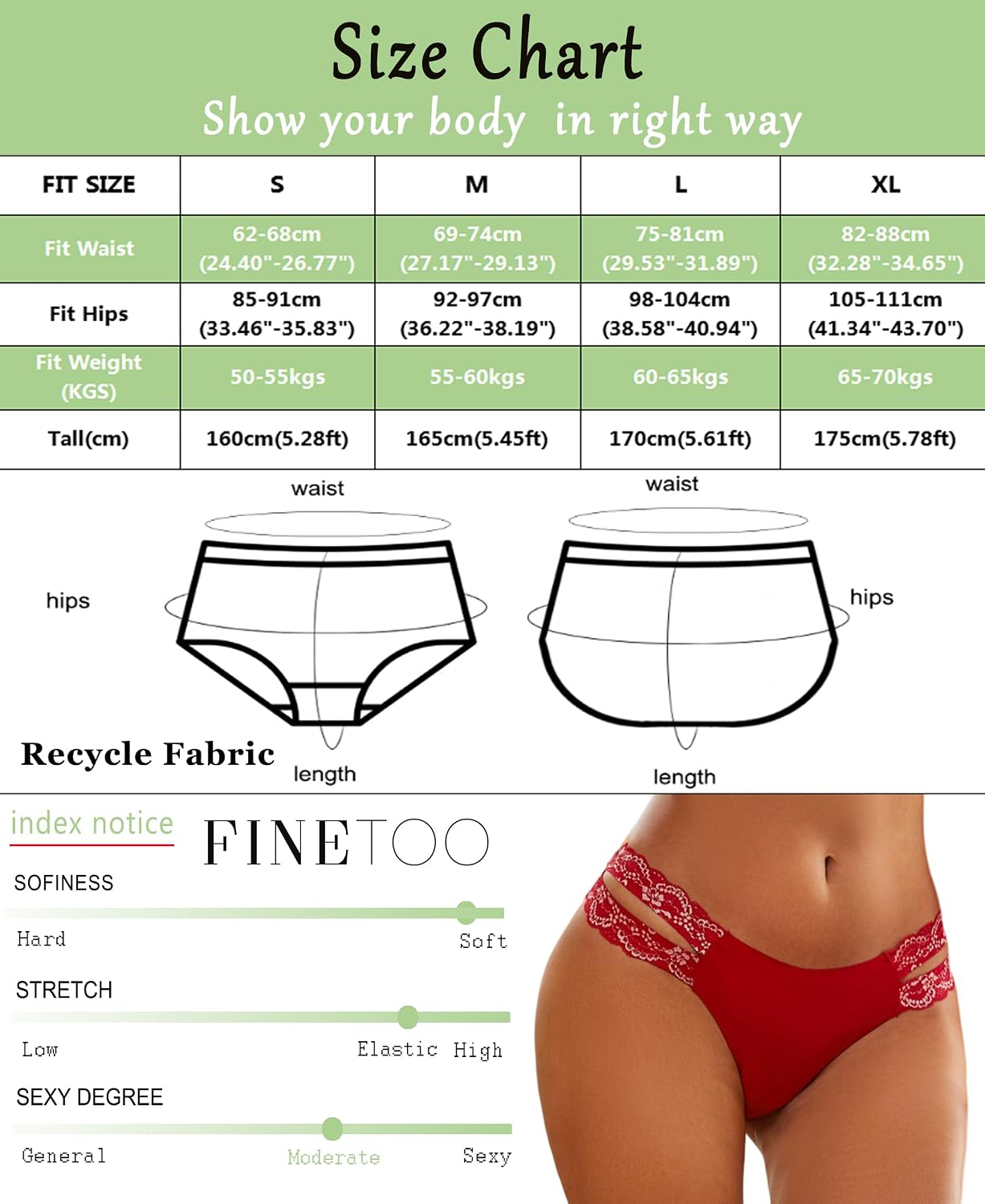 FINETOO Seamless Cheeky Bikini Panties 6-Pack — image 5