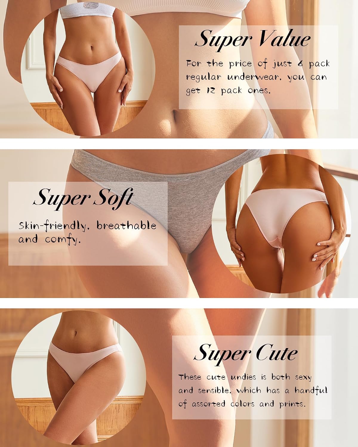FINETOO 12-Pack Cotton Low Rise Bikini Panties — image 2