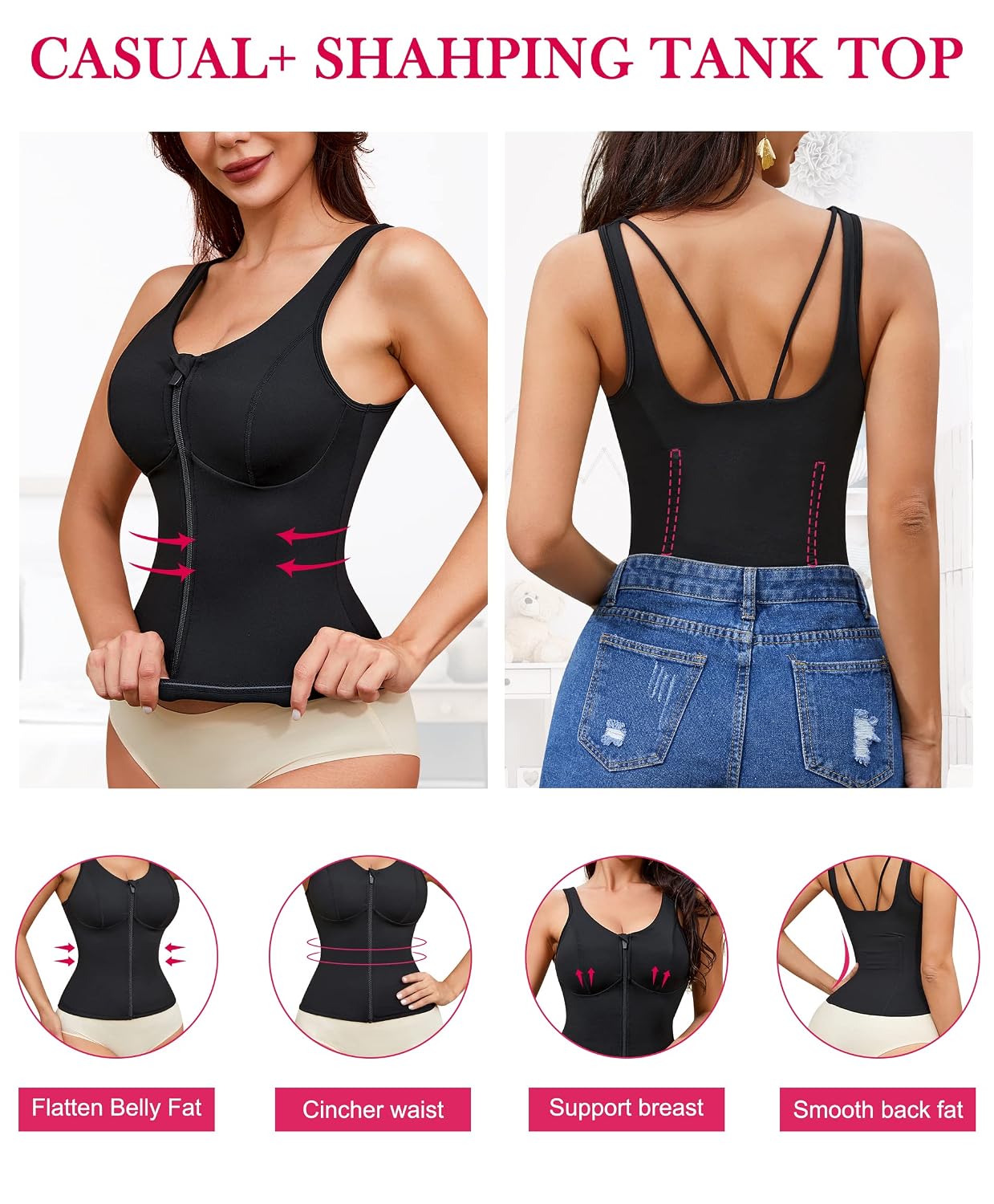Gotoly Women's Compression Tank Top with Zipper — image 3